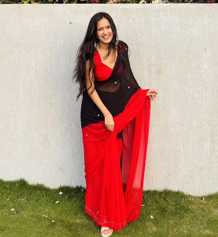 Bold Noir Red Saree