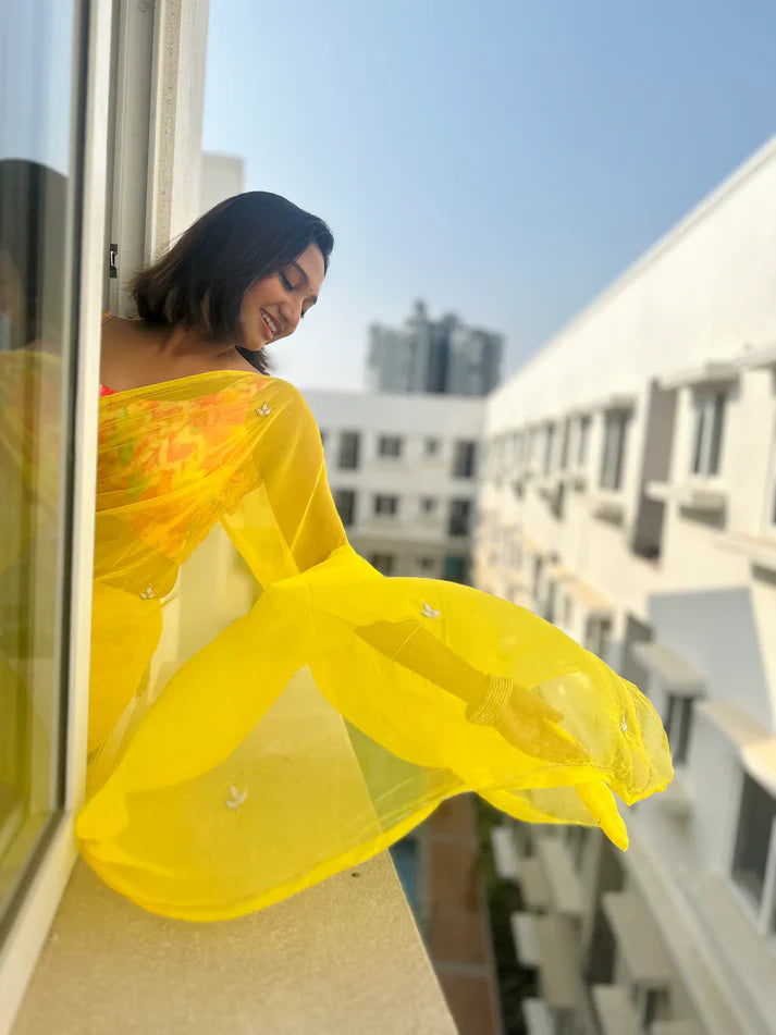 Bright Aura Yellow Saree