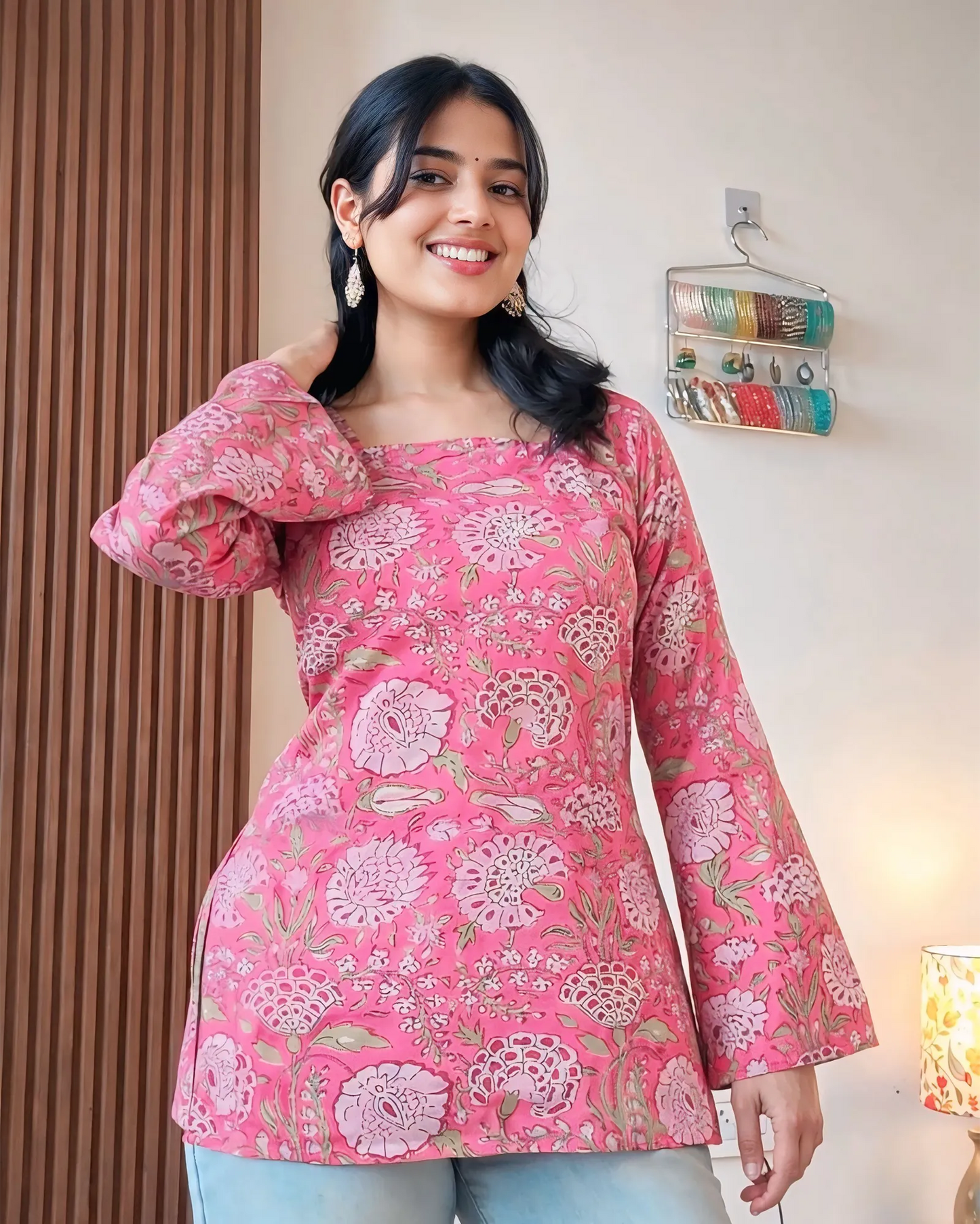 Rosé Bloom Designer Kurti Top