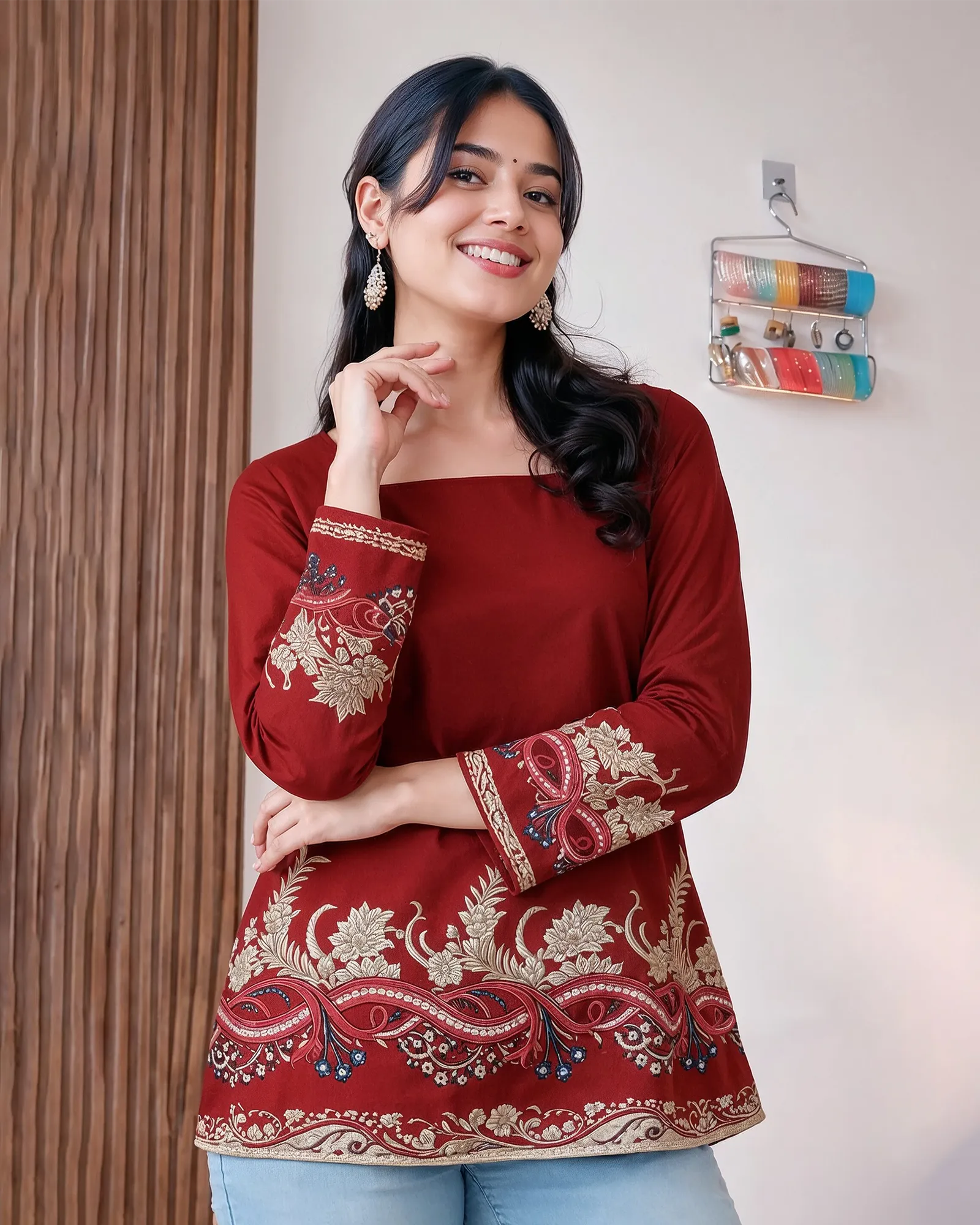 Women’s Maroon Ethnic Kurti