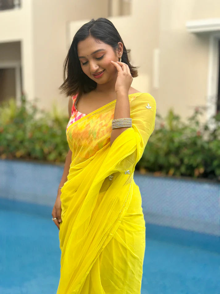 Bright Aura Yellow Saree
