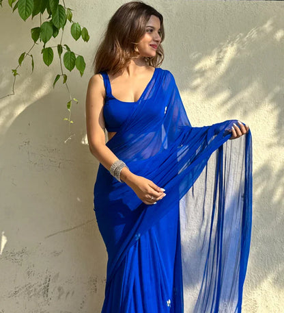 Royal Blue Luxe Drape Saree