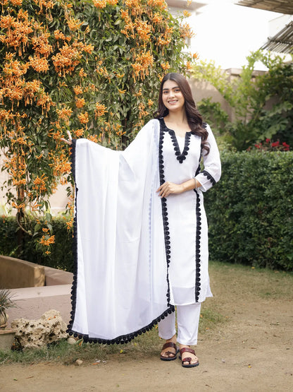 Ivory Classic Embellished Kurti Set