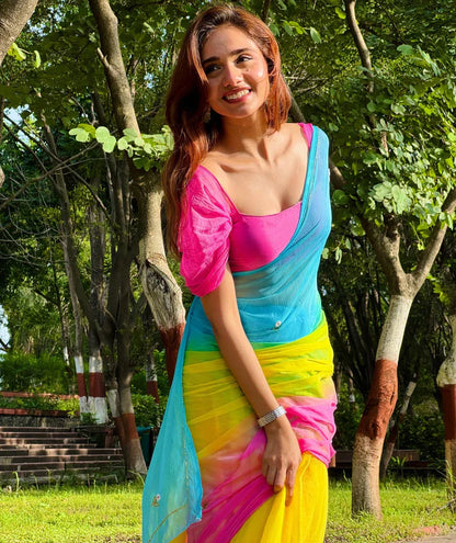 Sunshine Rainbow Drape Saree