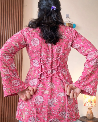 Rosé Bloom Designer Kurti Top