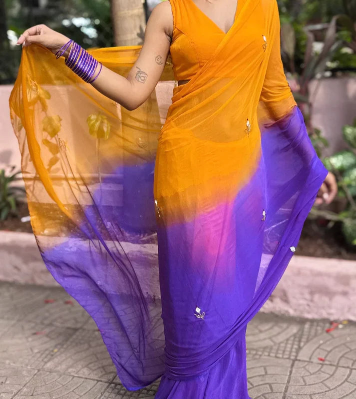 Sunset Purple Elegance Saree