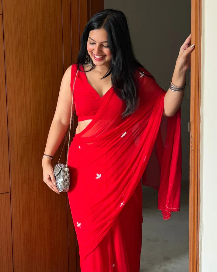 Crimson Glow Partywear Saree