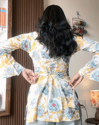 Ivory Petal Floral Kurti Top