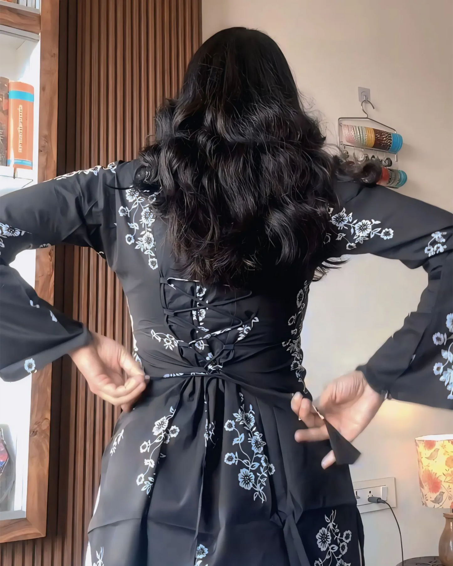 Classic Black & White Floral Kurti Top