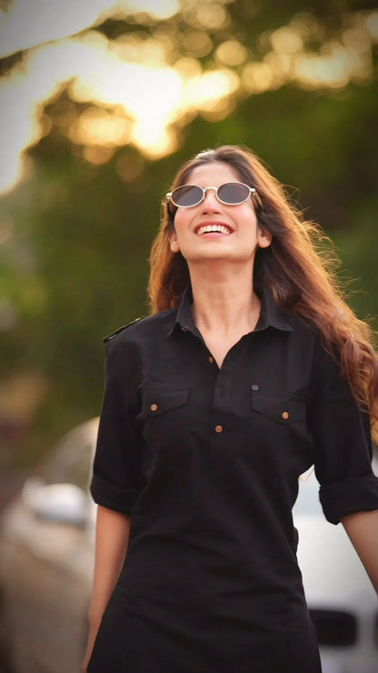 Black Aura Kurti with Patiala Set