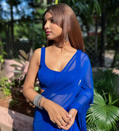 Royal Blue Luxe Drape Saree