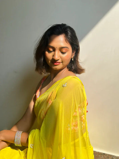 Bright Aura Yellow Saree